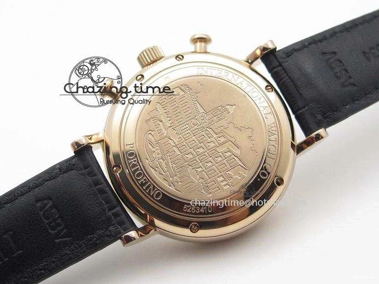 MIROTIME 0424 Portofino Chrono RG Black Dial on Black Leather Strap A HighPerformance 7389